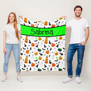 Couverture Polaire Kid Halloween Ghost Citrouille Black Chat Personna