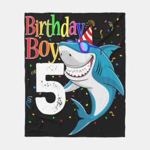 Couverture Polaire Kids 5th Birthday Boy Shark Jaw-Some Five Boys