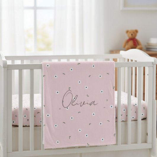 Couverture Polaire Kids' Blanket with Pink Daisies - Delicate Design