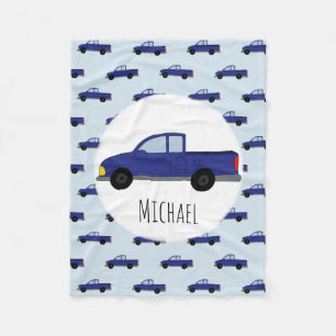 Couverture Polaire Kids Cute Blue Pickup Truck Cartoys Nom des garçon