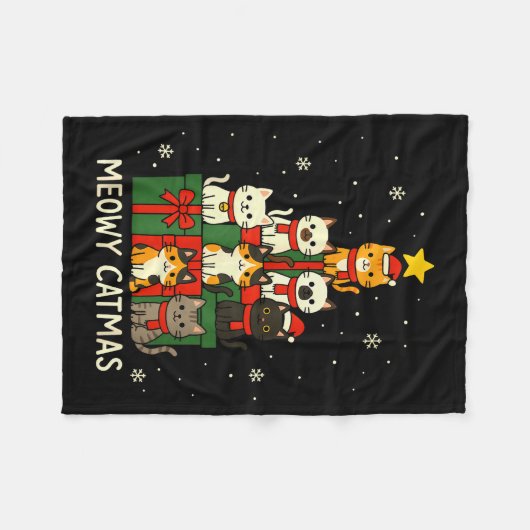 Couverture Polaire Kids Men Women Meowy Catmas Funny Christmas Cats C (Devant (Horizontal))