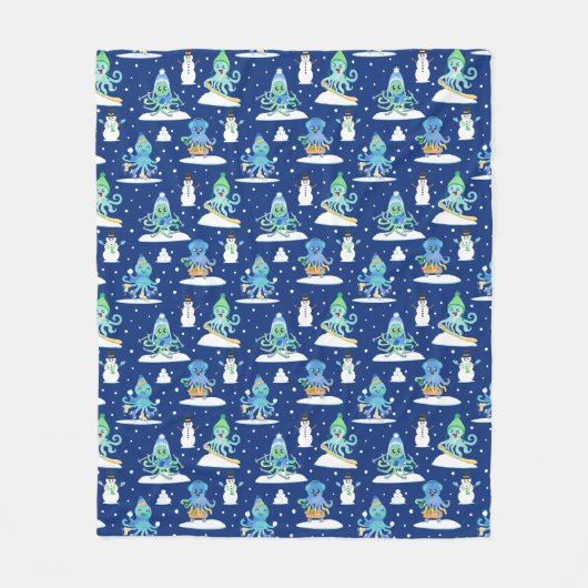 Couverture Polaire Kids Octopus Winter Sports Funny Animal  (Devant)