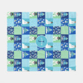 Couverture Polaire Kids Octopus Winter Sports Patchwork Personalized (Devant (Horizontal))