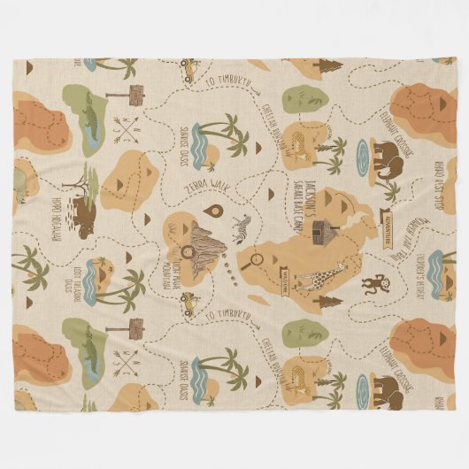 Couverture Polaire Kid's Personalized Safari Map ID1269 (Devant (Horizontal))