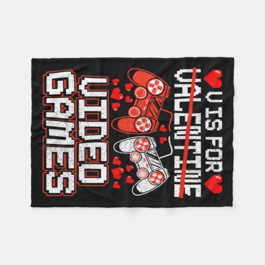 Couverture Polaire Kids Retro Video Game Valentines Day For Toddler B (Devant (Horizontal))