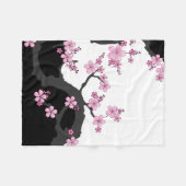 Couverture Polaire Kimono japonais Sakura noir et blanc (Devant (Horizontal))
