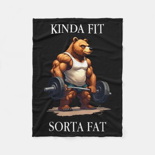 Couverture Polaire Kinda Fit Sorta Fat - Funny Gym Bear Weightlifting (Devant)