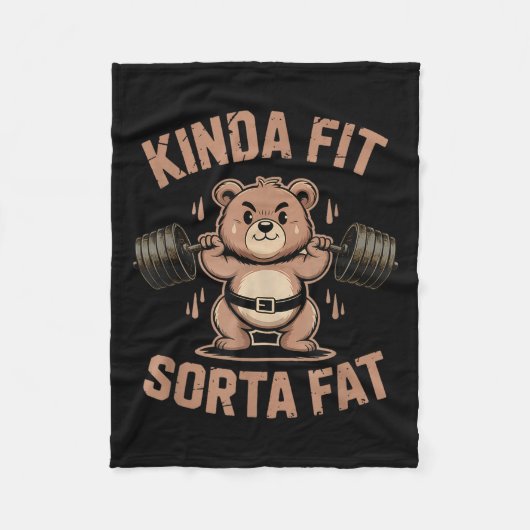 Couverture Polaire Kinda Fit Sorta Fat - Funny Gym Bear Weightlifting (Devant)