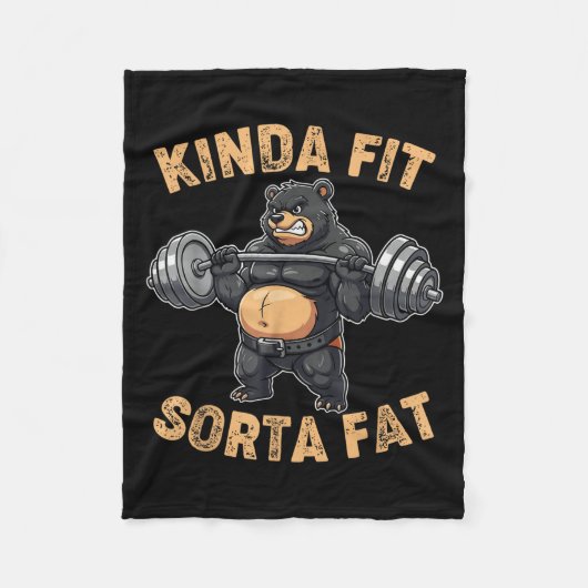 Couverture Polaire Kinda Fit Sorta Fat Funny Gym Bear Weightlifting W (Devant)