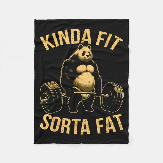 Couverture Polaire Kinda Fit Sorta Fat Funny Gym Panda Weightlifting (Devant)