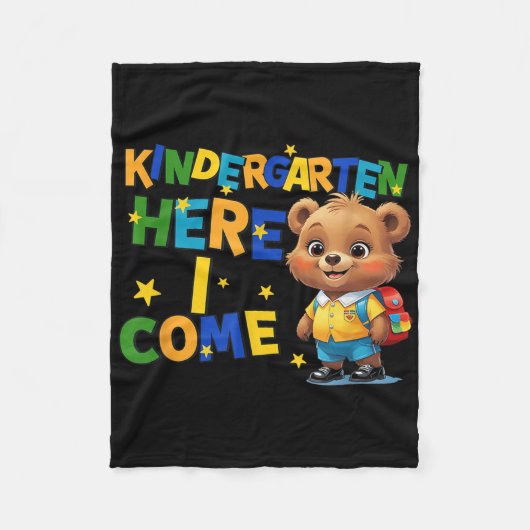 Couverture Polaire Kindergarten Here I Come, Back To School Baby Bear (Devant)