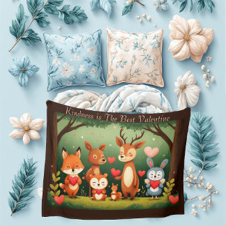 Couverture Polaire Kindness Best Valentine Woodland Animals Nursery 