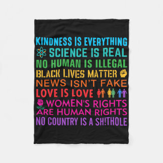 Couverture Polaire Kindness Black Vit Femen Droits Aimer Science An