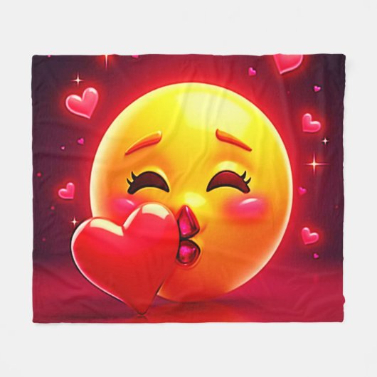 Couverture Polaire Kiss Emoji: Love and Hearts Art (Devant (Horizontal))