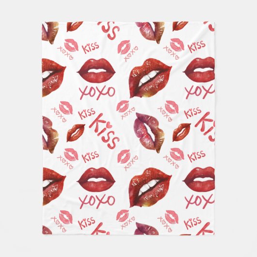 Couverture Polaire Kiss Love XOXO Motif (Devant)