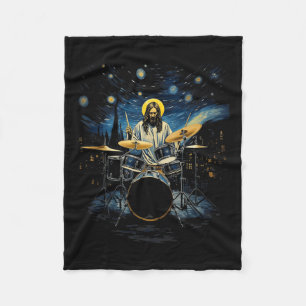 Couverture Polaire Kit tambour Percussionniste Drummer Van Gogh Jesus