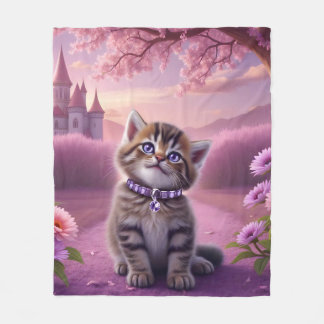 Couverture Polaire Kitten adorable avec collier étincelant