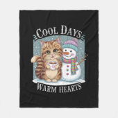 Couverture Polaire Kitten Cat and Snowman Friends Share Coffee Winter (Devant)