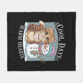 Couverture Polaire Kitten Cat and Snowman Friends Share Coffee Winter (Devant (Horizontal))