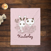 Couverture Polaire Kitten et Bunny amis animaux enfants roses filles