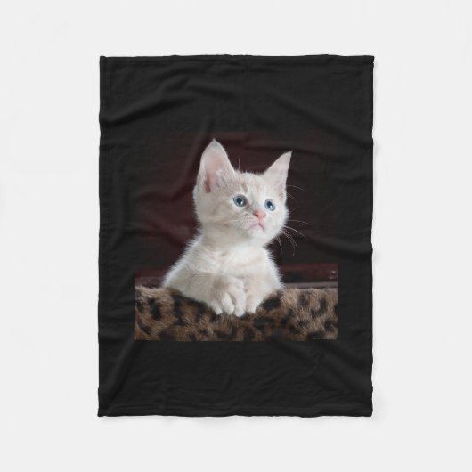 Couverture Polaire Kitten mignon animal de compagnie visage yeux Kitt (Devant)