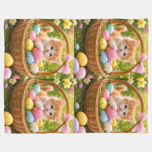 Couverture Polaire Kitten Photo Easter Eggs Pattern (Devant (Horizontal))