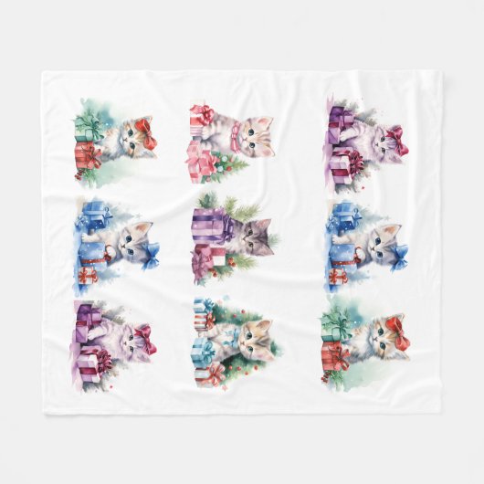 Couverture Polaire Kittens de Noël (Devant (Horizontal))
