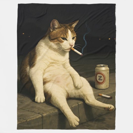 Couverture Polaire Kitty Chaton Fumé Drôle Mème Chat Génération Z (Devant)