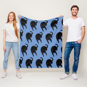 Couverture Polaire Kitty Voices Black Cat Motif bleu polaire couvertu