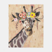 Couverture Polaire Klimt Giraffe | Couronne De Fleurs (Devant)