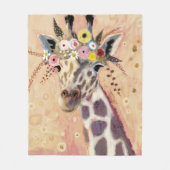 Couverture Polaire Klimt Giraffe | Orné De Fleurs (Devant)