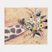 Couverture Polaire Klimt Giraffe | Orné De Fleurs (Devant (Horizontal))