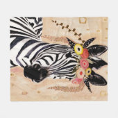 Couverture Polaire Klimt Zebra | Couronne De Fleurs (Devant (Horizontal))