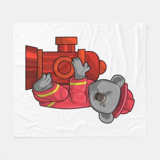 Couverture Polaire Koala as Firefighter with Fire hydrant (Devant (Horizontal))