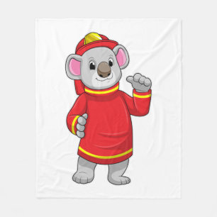 Couverture Polaire Koala as Firefighter with Helmet