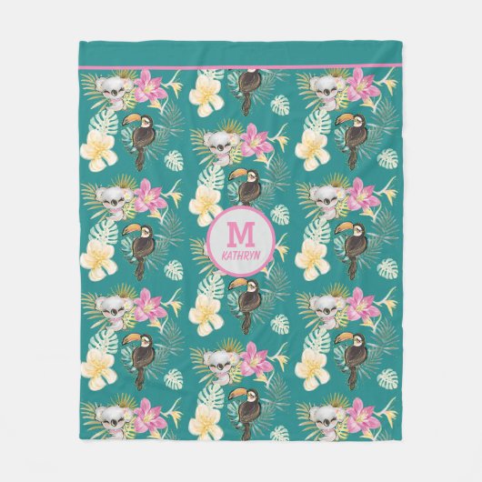 Couverture Polaire Koala Bear et Toucan Bird Pattern (Devant)