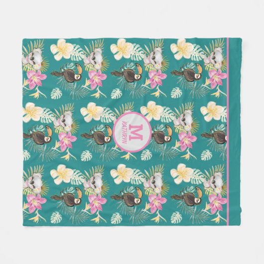 Couverture Polaire Koala Bear et Toucan Bird Pattern (Devant (Horizontal))