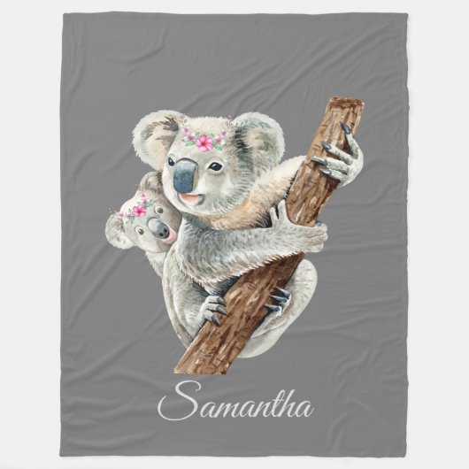 Couverture Polaire Koala Mama & Baby Personnalisé (Devant)