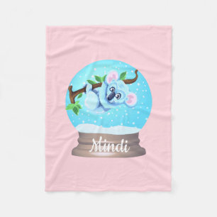 Couverture Polaire Koala ours mignon boule de neige rose bleu