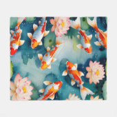 Couverture Polaire Koi Fish & Lotus Serenity (Devant (Horizontal))