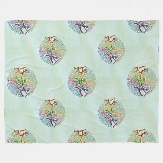 Couverture Polaire Kokopelli - Amérindien Motif sans couture 5 (Devant (Horizontal))