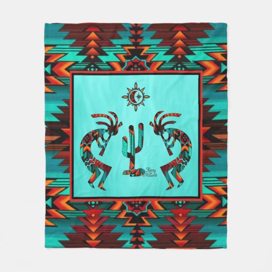 Couverture Polaire Kokopelli Et Cactus (Devant)