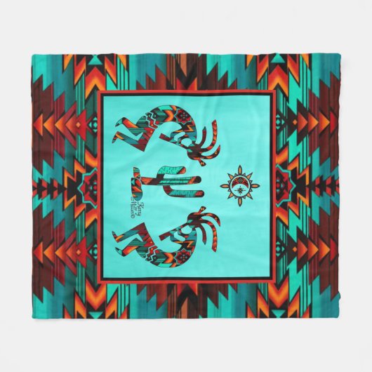 Couverture Polaire Kokopelli Et Cactus (Devant (Horizontal))