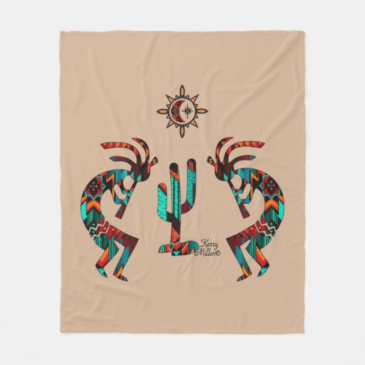 Couverture Polaire Kokopelli Et Cactus (Devant)