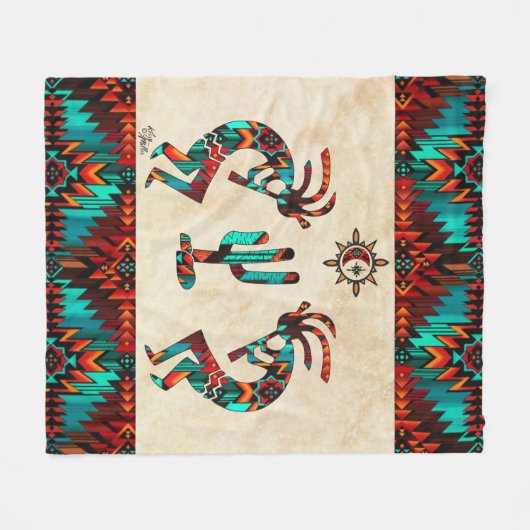 Couverture Polaire Kokopelli Et Cactus (Devant (Horizontal))