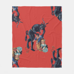 Couverture Polaire krampus de Noël antique rouge