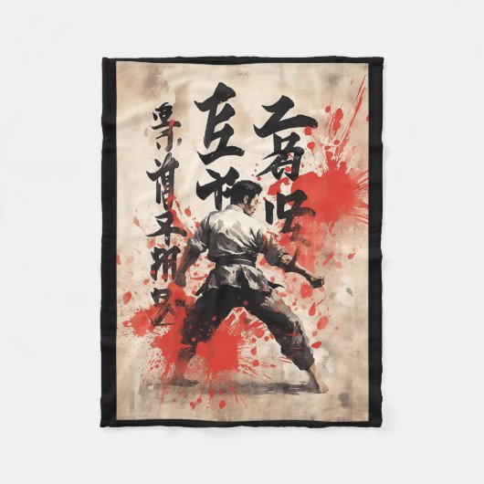 Couverture Polaire Kyokushin Karate Japanese Calligraphy Martial Arts (Devant)