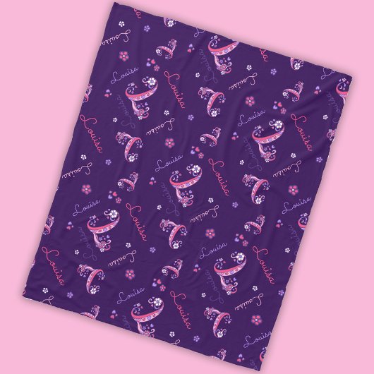 Couverture Polaire L monogramme et nom personnalisé Louisa