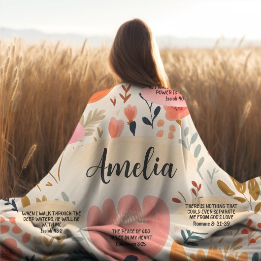 Couverture Polaire La Bible Florale Boho Versets Affirmation Avec Nom