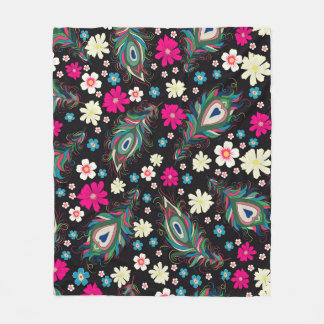 Couverture Polaire La broderie paon plumes motif sans soudure. Classe